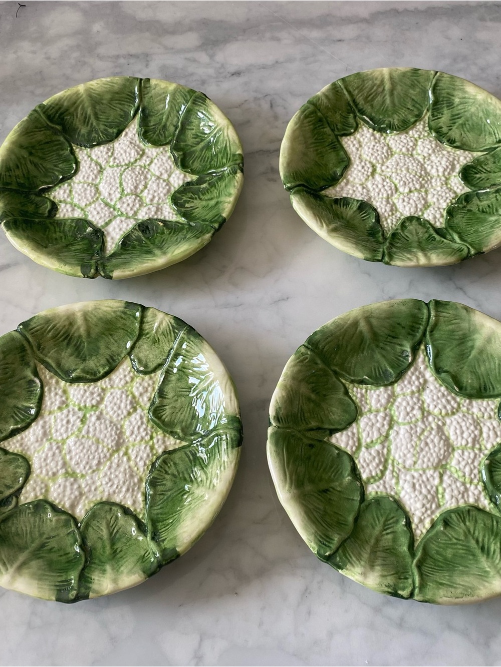 Monte Verde Mann Hand Painted Cauliflower 7.5” Salad Dessert Plate Set Of 4 VTG